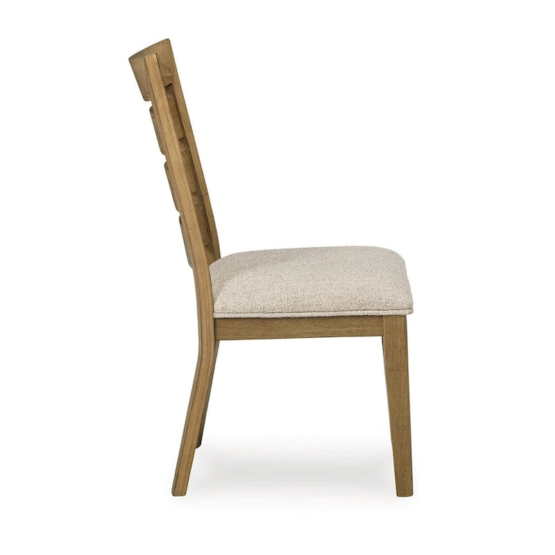 Lot de 2 chaises de salle à manger de 61 cm, rembourrées, dossier incurvé en échelle, marron