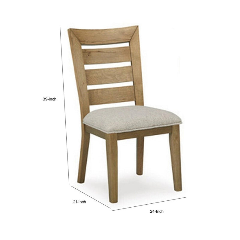 Lot de 2 chaises de salle à manger de 61 cm, rembourrées, dossier incurvé en échelle, marron