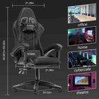 Fauteuil de jeu ergonomique inclinable avec dossier haut, pivotant, roulant, avec appuie-tête et support lombaire