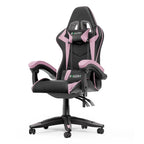 Fauteuil de jeu ergonomique inclinable avec dossier haut, pivotant, roulant, avec appuie-tête et support lombaire