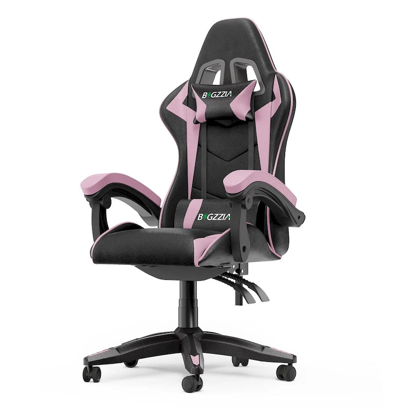 Fauteuil de jeu ergonomique inclinable avec dossier haut, pivotant, roulant, avec appuie-tête et support lombaire