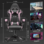 Fauteuil de jeu ergonomique inclinable avec dossier haut, pivotant, roulant, avec appuie-tête et support lombaire