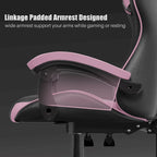 Fauteuil de jeu ergonomique inclinable avec dossier haut, pivotant, roulant, avec appuie-tête et support lombaire