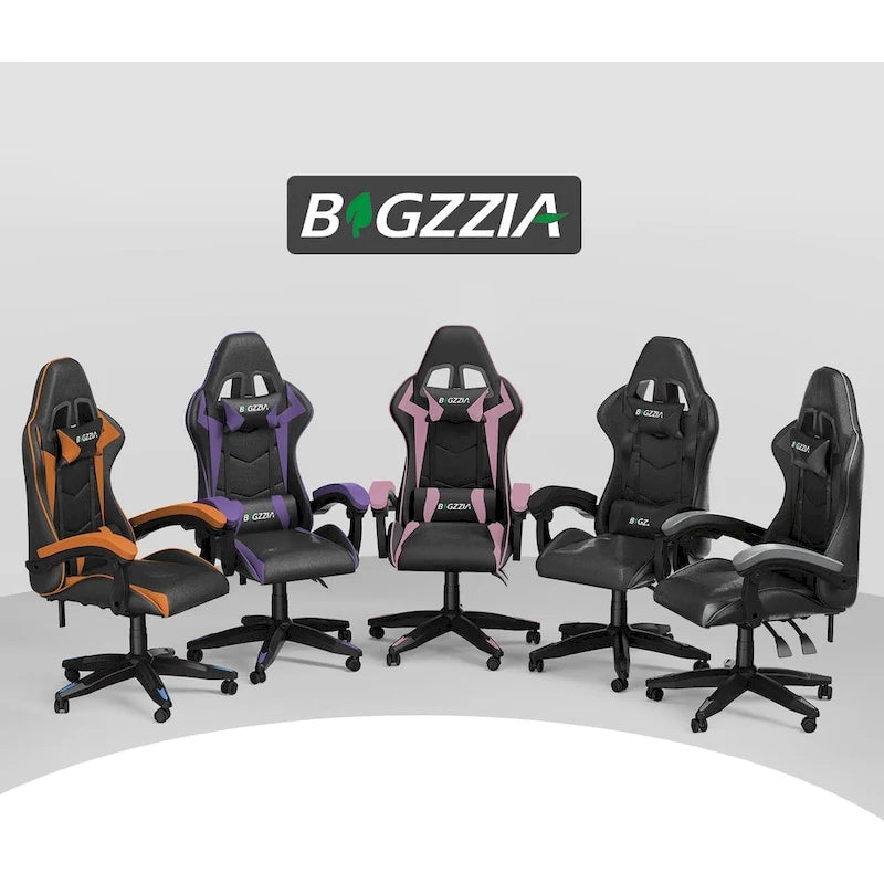 Fauteuil de jeu ergonomique inclinable avec dossier haut, pivotant, roulant, avec appuie-tête et support lombaire