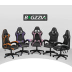 Fauteuil de jeu ergonomique inclinable avec dossier haut, pivotant, roulant, avec appuie-tête et support lombaire
