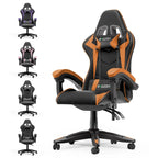 Fauteuil de jeu ergonomique inclinable avec dossier haut, pivotant, roulant, avec appuie-tête et support lombaire