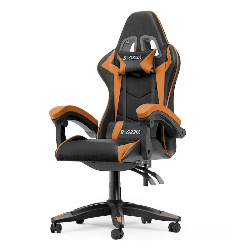 Fauteuil de jeu ergonomique inclinable avec dossier haut, pivotant, roulant, avec appuie-tête et support lombaire