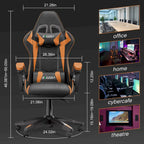 Fauteuil de jeu ergonomique inclinable avec dossier haut, pivotant, roulant, avec appuie-tête et support lombaire