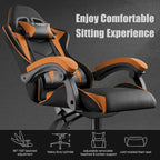 Fauteuil de jeu ergonomique inclinable avec dossier haut, pivotant, roulant, avec appuie-tête et support lombaire