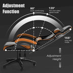 Fauteuil de jeu ergonomique inclinable avec dossier haut, pivotant, roulant, avec appuie-tête et support lombaire