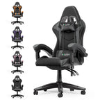 Fauteuil de jeu ergonomique inclinable avec dossier haut, pivotant, roulant, avec appuie-tête et support lombaire