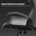 Fauteuil de jeu ergonomique inclinable avec dossier haut, pivotant, roulant, avec appuie-tête et support lombaire