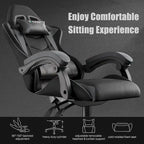 Fauteuil de jeu ergonomique inclinable avec dossier haut, pivotant, roulant, avec appuie-tête et support lombaire