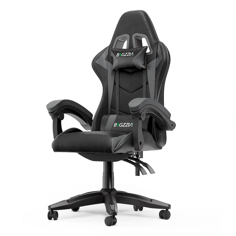 Fauteuil de jeu ergonomique inclinable avec dossier haut, pivotant, roulant, avec appuie-tête et support lombaire
