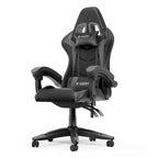 Fauteuil de jeu ergonomique inclinable avec dossier haut, pivotant, roulant, avec appuie-tête et support lombaire
