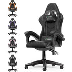 Fauteuil de jeu ergonomique inclinable avec dossier haut, pivotant, roulant, avec appuie-tête et support lombaire