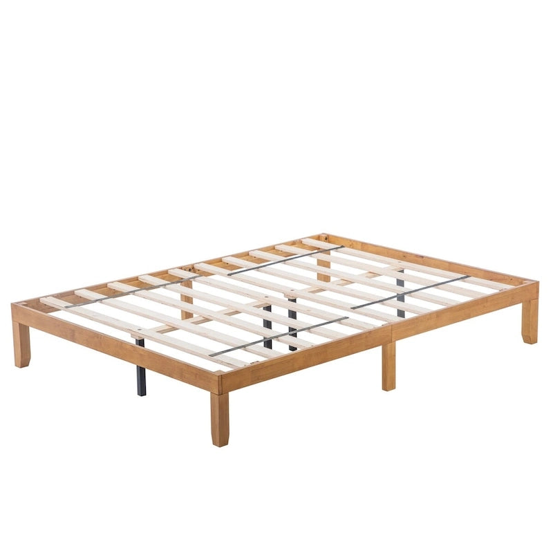 Cadre de lit en bois plateforme queen size, pas besoin de sommier tapissier, support à lattes solide.,PasBesoinDeSommier,SupportLattesRenforcé
