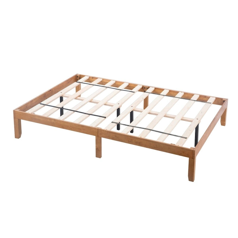 Cadre de lit en bois plateforme queen size, pas besoin de sommier tapissier, support à lattes solide.,PasBesoinDeSommier,SupportLattesRenforcé
